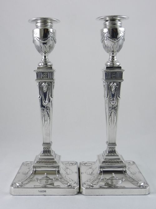 Antique Silver "Ram's Head" Candlesticks.