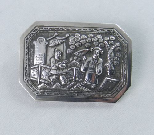 Antique Silver Wang Hing Chinese Brooch.