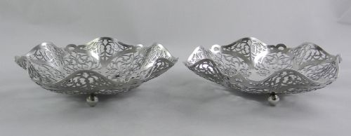 Pair Silver Art Deco Dishes.