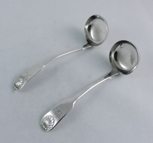 Pair Antique Silver Toddy Ladles.