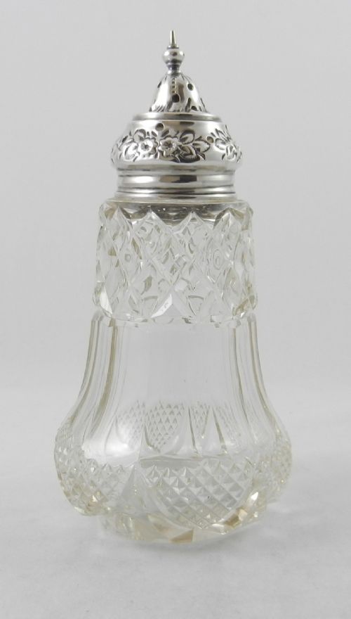 Antique Silver & Cut-glass Sugar Caster.
