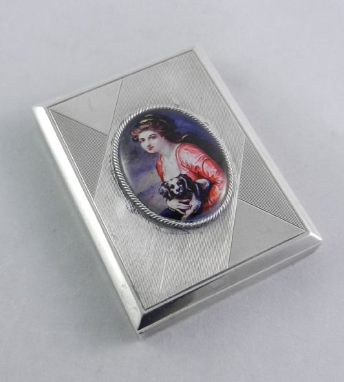 Silver & Enamel "Squeeze Action" Box.
