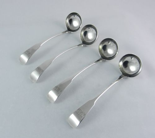 Set of Four Antique Silver Toddy Ladles.