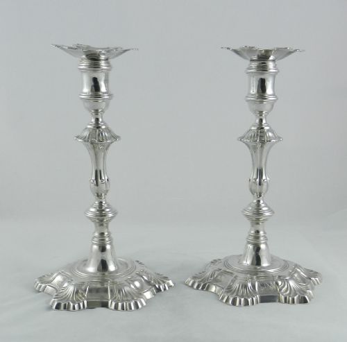 Geo.ii Cast Silver Candlesticks.