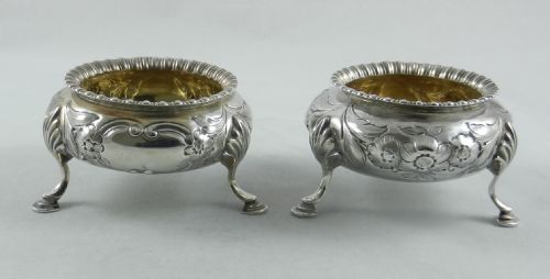 Pair Antique Silver Salts.