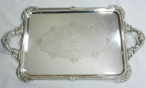 fig 1. Large Antique Silver Tray.