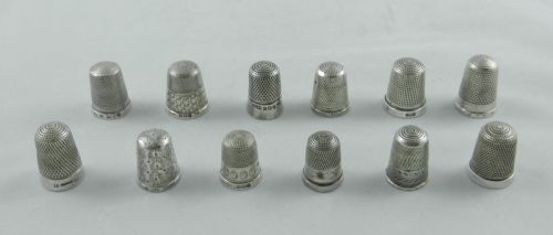 fig 1. Collection of Silver Thimbles.