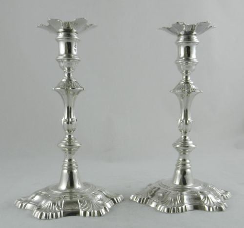 Geo.ii Cast Silver Candlesticks.