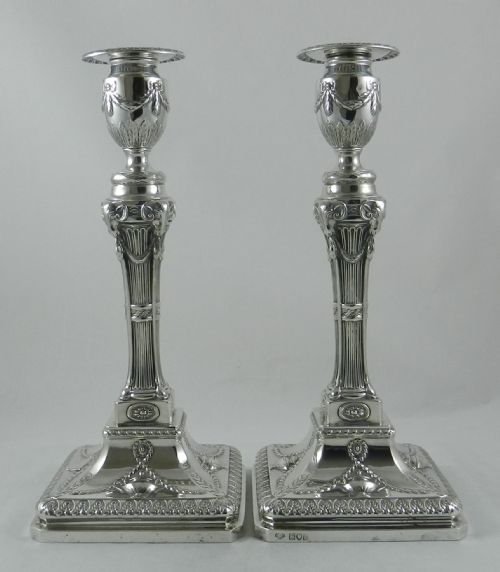 Antique Silver Ram's Head Candlesticks.