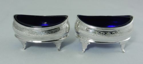 Pair Antique Silver Salts.