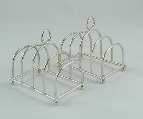 Pair Antique Silver Toast Racks.