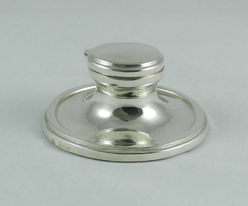 Antique Silver Capstan Inkwell.