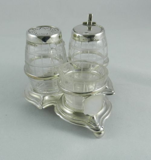 Antique Silver Condiment Set.