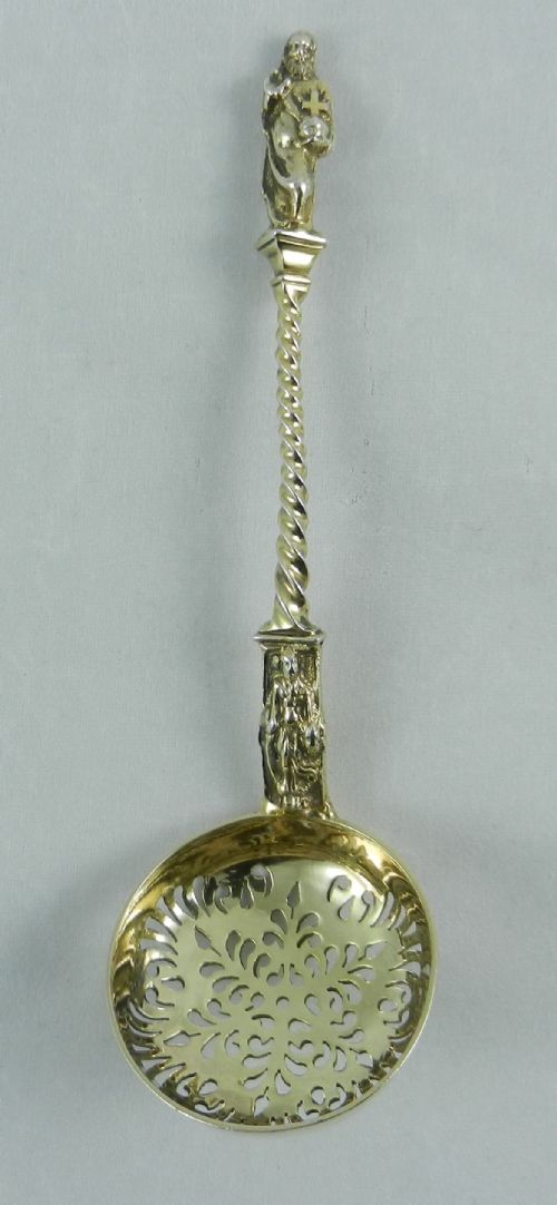 Antique Silver-gilt Sifter Spoon.