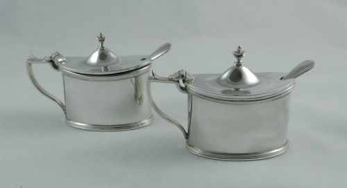 Pair Silver Mustard Pots.