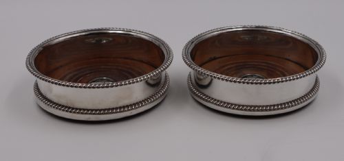 Old Sheffield Plate Wine Coasters.