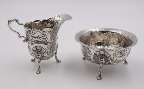 Antique Silver Sugar & Cream.