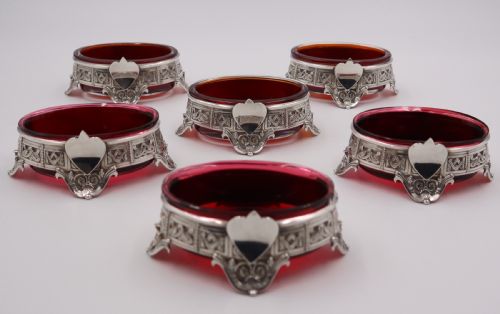 Set of Six Antique Silver Salts.