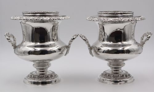 Antique Old Sheffield Plated Wine Coolers.