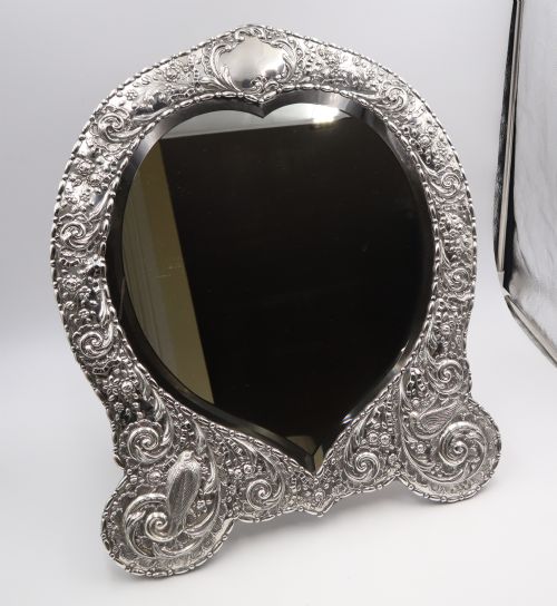 Huge Antique Silver Mounted Mirror.