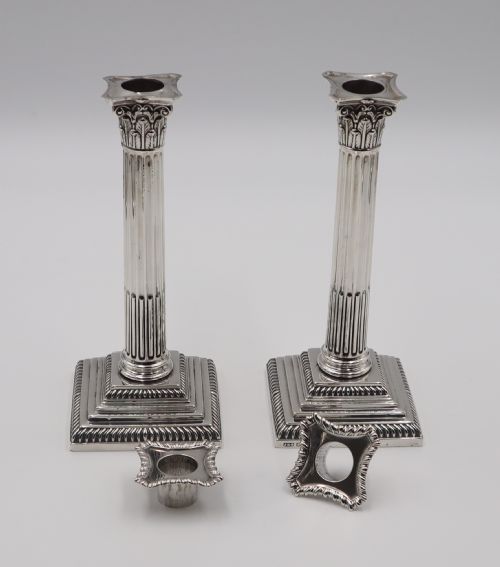 PAIR OF ANTIQUE SILVER CANDLESTICKS - ADDITIONAL PHOTO 1
