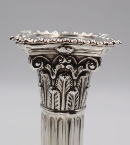 PAIR OF ANTIQUE SILVER CANDLESTICKS - ADDITIONAL PHOTO 3