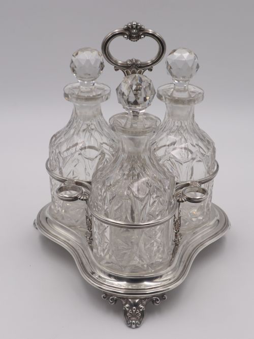 Antique Silver Decanter Stand.
