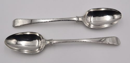 Pair Antique Silver Serving Spoons.