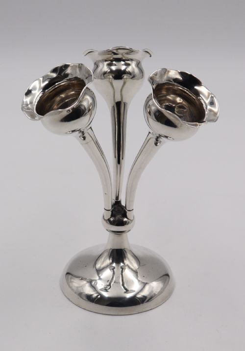 Antique Silver Triple-bud Vase.