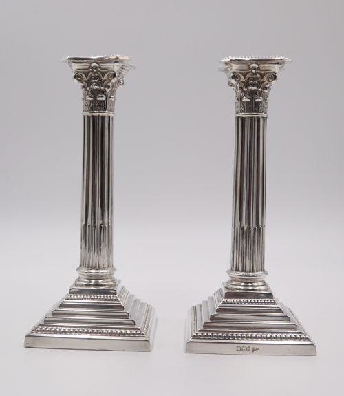 Antique Silver Candlesticks.