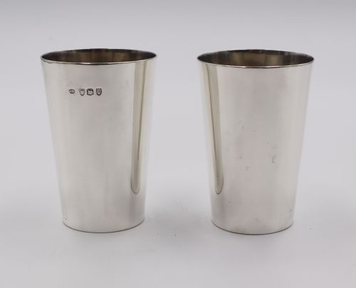 Pair Antique Silver Beakers.
