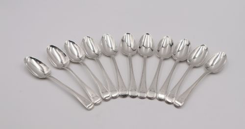 Set of Eleven Antique Silver Dessert Spoons.