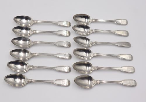 Set of Twelve Antique Silver Tea Spoons.
