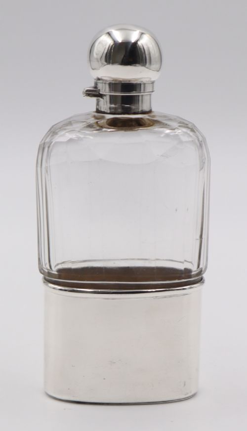 Antique Silver & Glass Spirit Flask.
