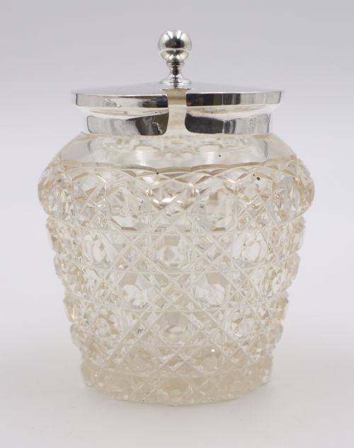 ANTIQUE SILVERMOUNTED GLASS PRESERVE POT - ADDITIONAL PHOTO 1
