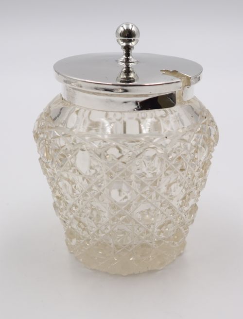 ANTIQUE SILVERMOUNTED GLASS PRESERVE POT - ADDITIONAL PHOTO 3