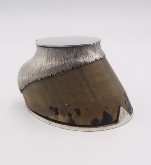 Antique Silver-plate Mounted Horse's Hoof Box.
