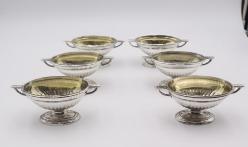 Set of Six Heavy Cast Antique Silver Salts.