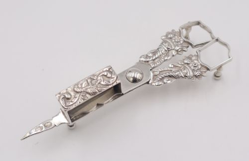 Pair Antique Silver "Scissor" Snuffers.