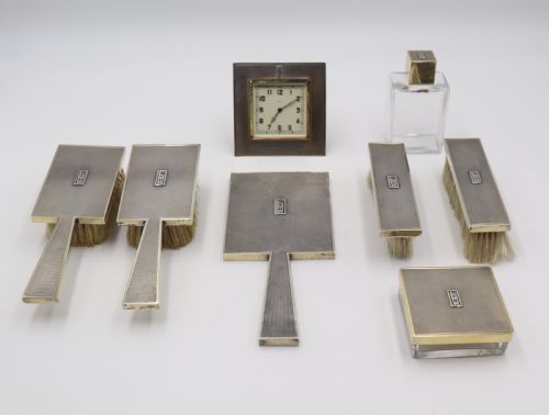 Silver Art Deco Dressing Table Set.