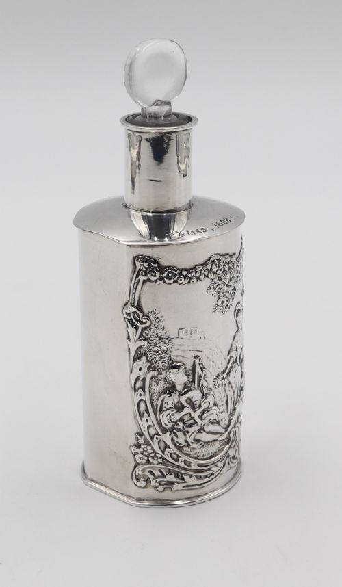 ANTIQUE SILVER GLASS PERFUME BOTTLE - ADDITIONAL PHOTO 1