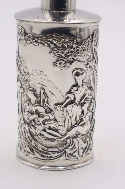 ANTIQUE SILVER GLASS PERFUME BOTTLE - ADDITIONAL PHOTO 3