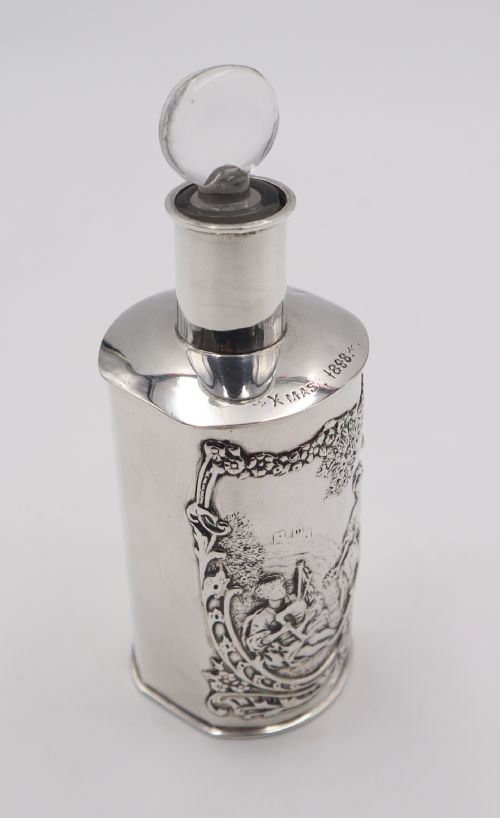 ANTIQUE SILVER GLASS PERFUME BOTTLE - ADDITIONAL PHOTO 6