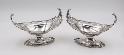 PAIR ANTIQUE SILVER SWEET STANDS - ADDITIONAL PHOTO 1