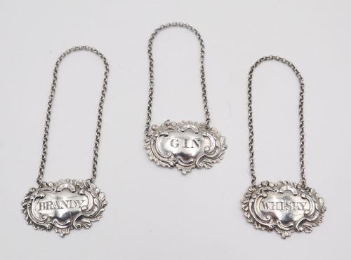 Set of Antique Silver Decanter Labels.