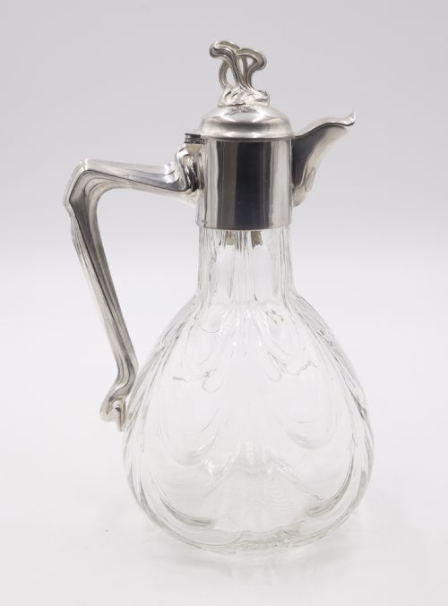 ANTIQUE SILVERPLATE GLASS CLARET JUG - ADDITIONAL PHOTO 1