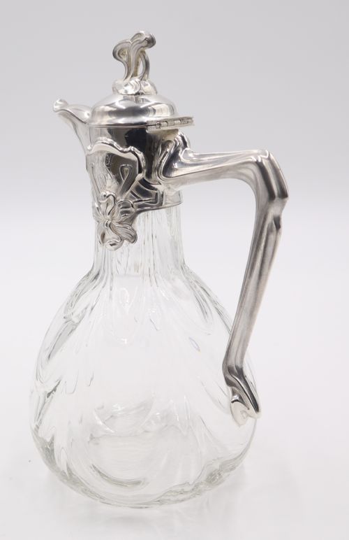 ANTIQUE SILVERPLATE GLASS CLARET JUG - ADDITIONAL PHOTO 2