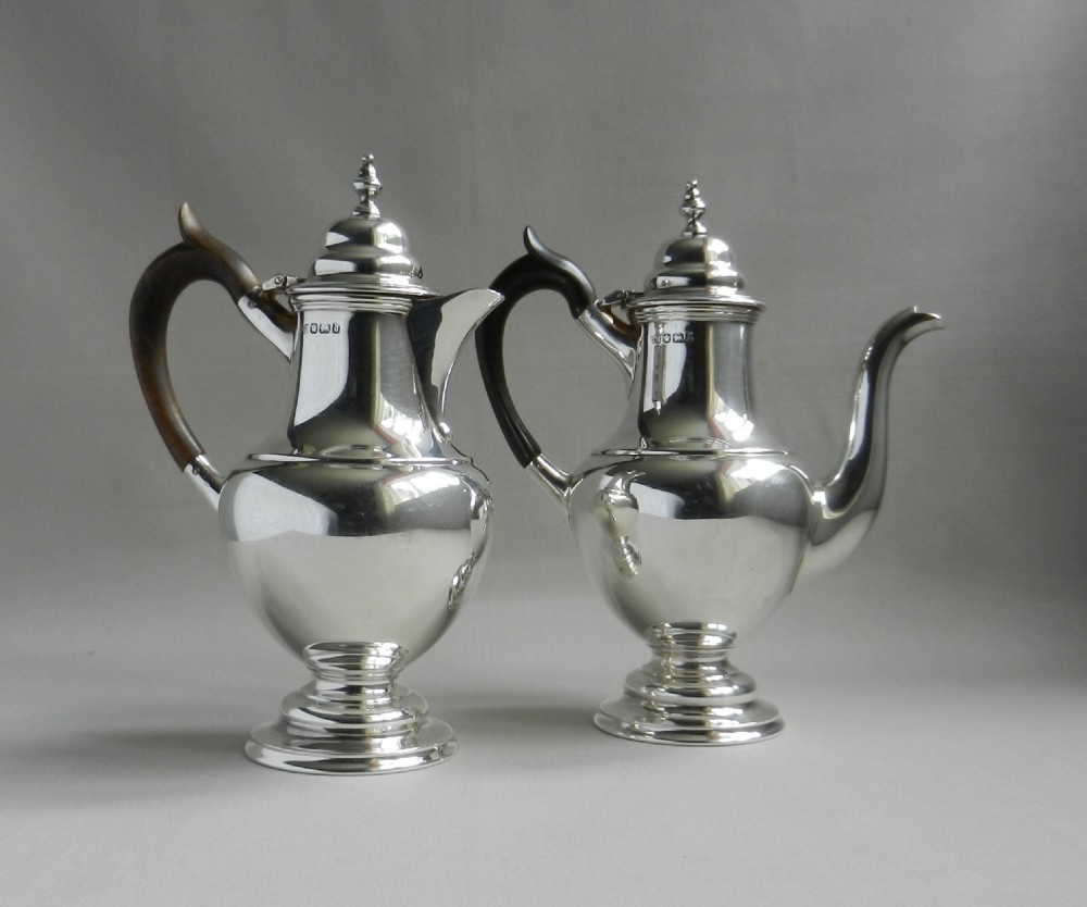 Pair Antique Silver Café au Lait Pots.