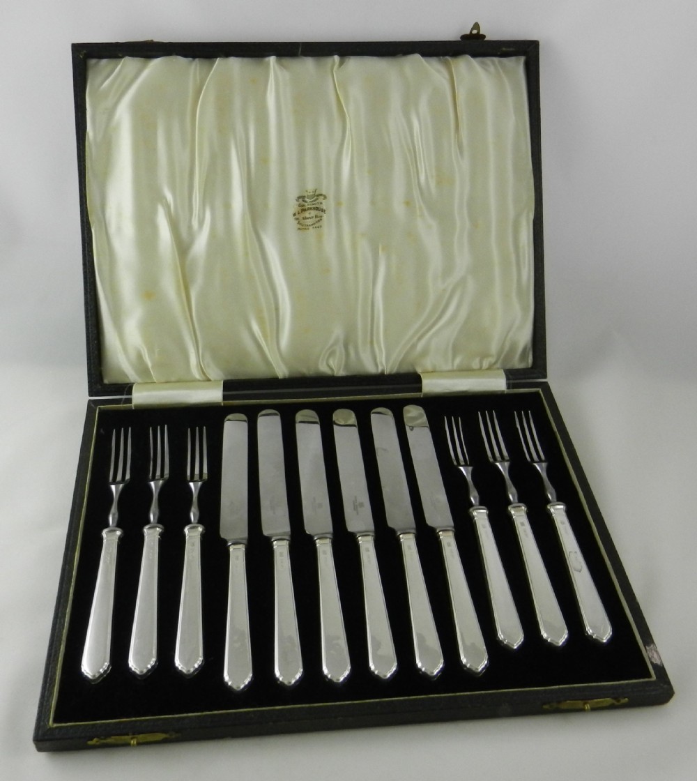 Art Deco Silver Dessert Set.