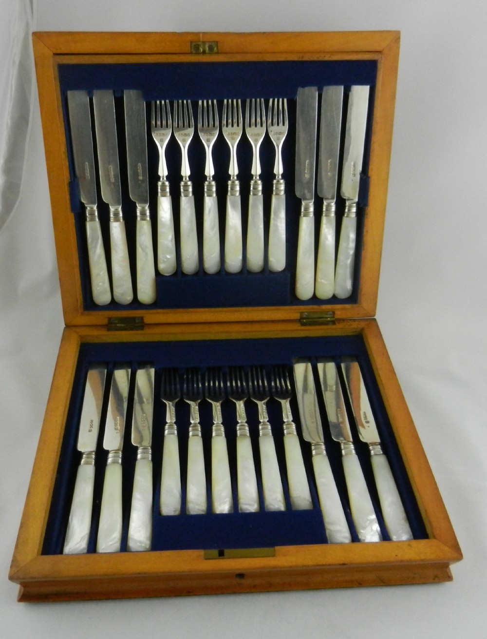 Antique Silver & M.O.P. Dessert Cutlery.